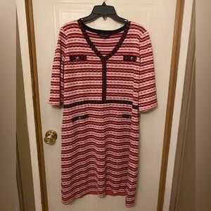 Ming Wang Abstract Striped Midi Dress